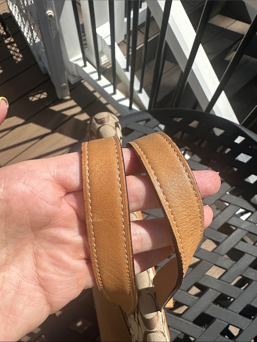 Vintage Coach Tan Signature Canvas Shoulder Tote with Leather Trim - Picture 13 of 13
